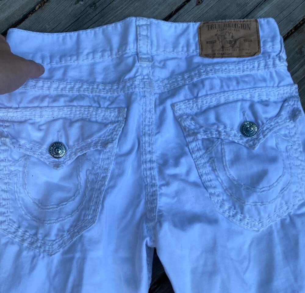Vintage True Religion Jeans Size 31 Straight White Super QT Jeans White Stitch
